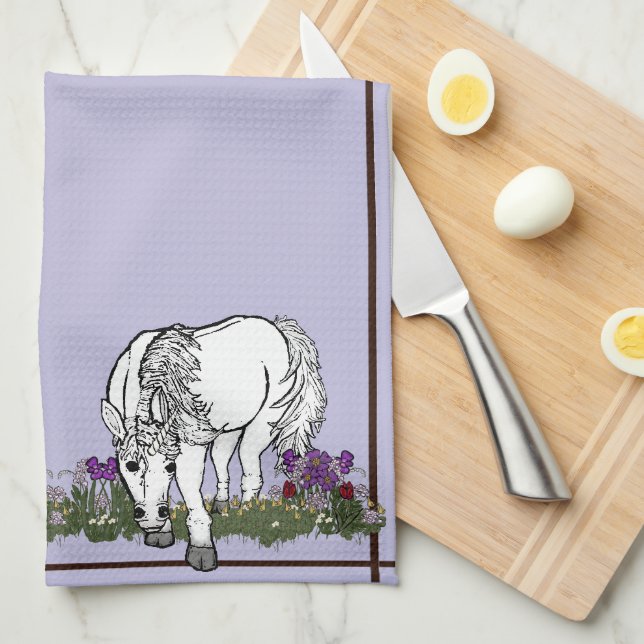 Horses Unicorn by figdewdrop kitchen towel  (Quarter Fold)