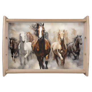 Horses Untamed Running Free Serving Tray