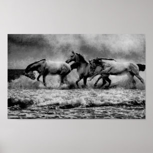 Horses Vintage Grunge Painting Decoupage Print
