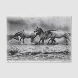 Horses Vintage Grunge Painting Decoupage Tissue Paper