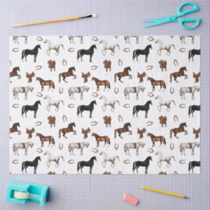 Horses Watercolor Horseshoe Horse Saddles Tissue Paper