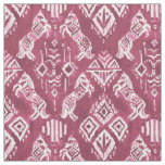 HORSES WHO KNEW Red Ikat Boho Tribal Pattern Fabric