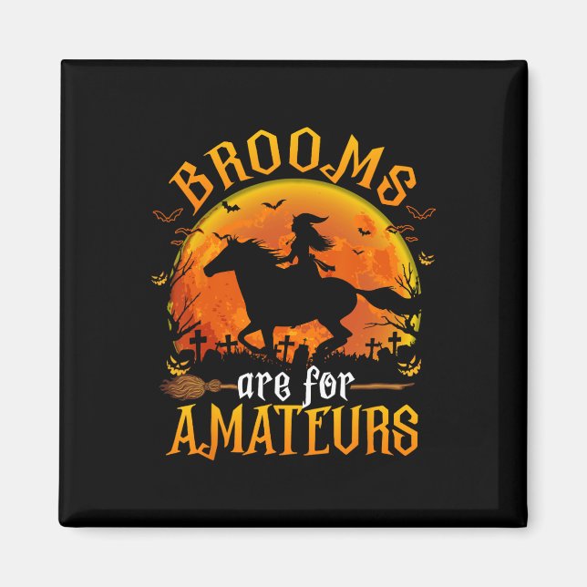 Horses Witch Halloween Funny Brooms Are For Amateu Magnet (Front)