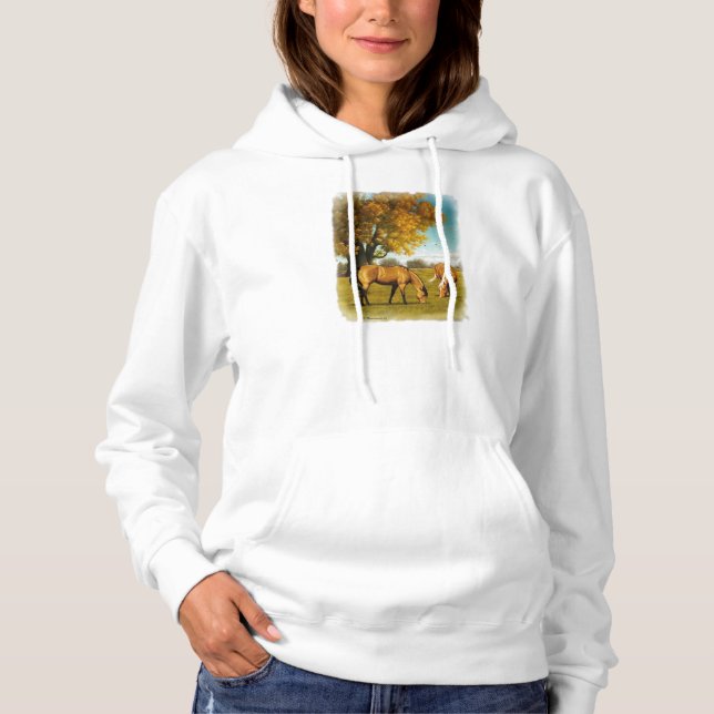 Horses With Fall Colors Ladies Hoodie (Front)