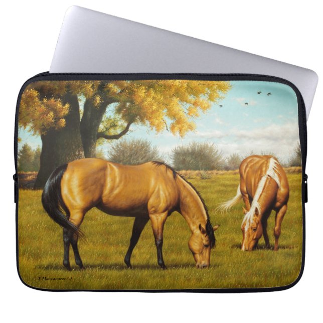 Horses with fall colors laptop neoprene cover (Front)