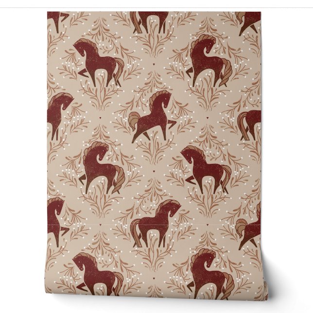 Horses with floral elements wallpaper  (Unrolling)