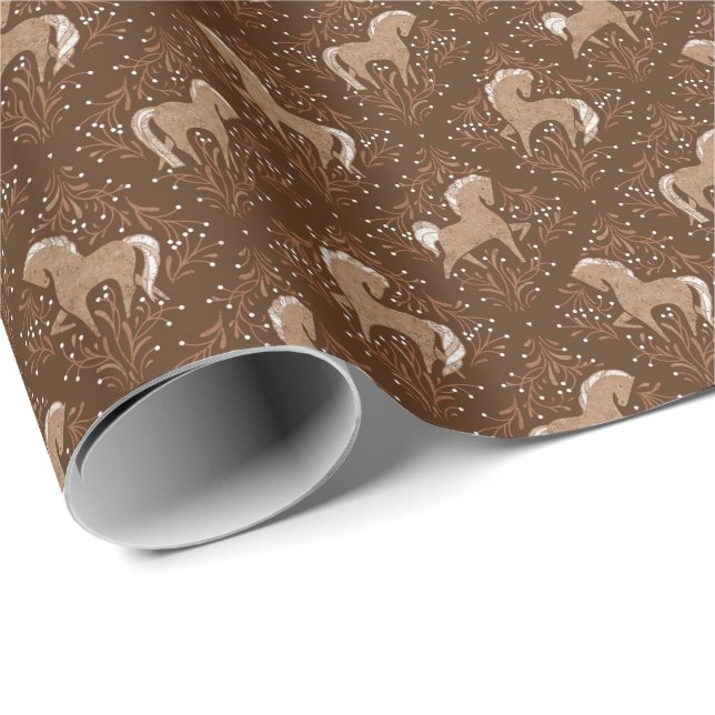 Horses with floral elements wrapping paper (Roll Corner)