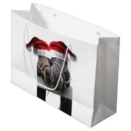 Horses with Santa Claus Hats Large Gift Bag