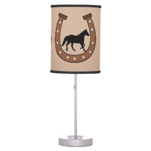 Horseshoe and Black Horse Custom Table Lamp