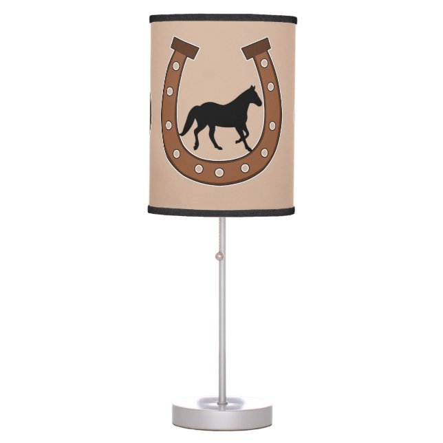 Horseshoe and Black Horse Custom Table Lamp (Front)