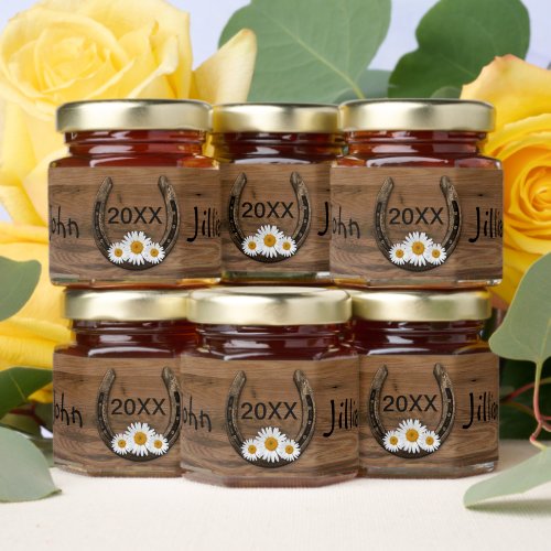 Horseshoe And Daisies Honey Jar Favors