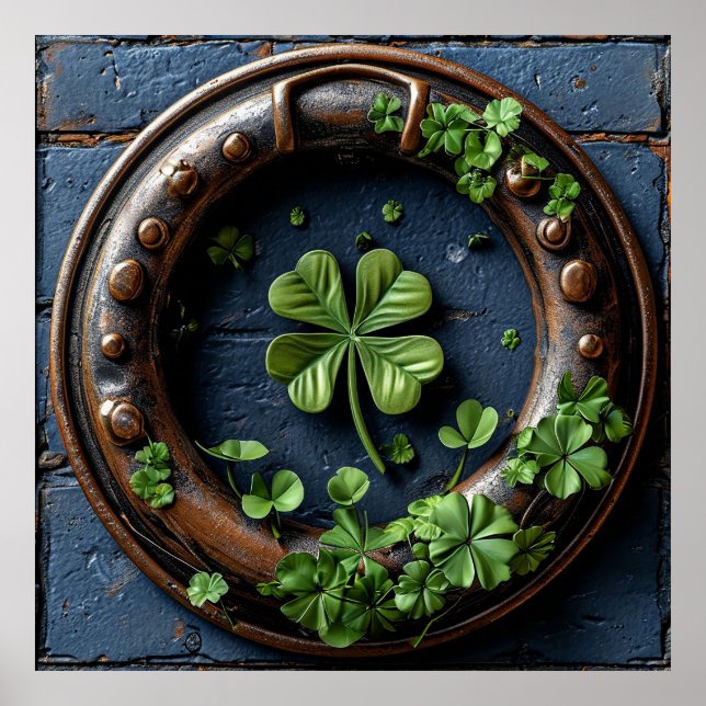 Horseshoe and Four Leaf Clover Lucky Symbol Decor  (Front)
