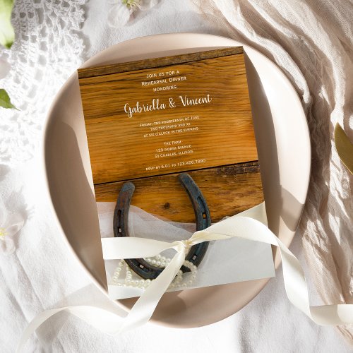 Horseshoe and Pearls Country Rehearsal Dinner Personalized Announcement