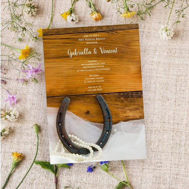 Horseshoe and Pearls Country Post Wedding Brunch Invitation (Creator Uploaded)