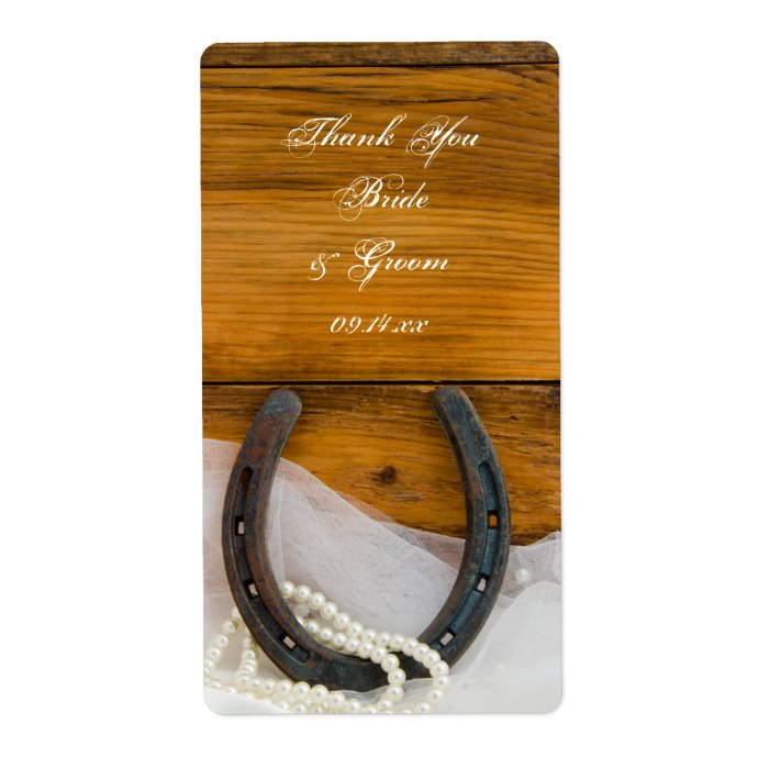 Horseshoe and Pearls Country Wedding Thank You Shipping Labels