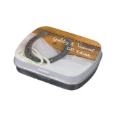 Horseshoe and Pearls Country Western Wedding Favor Candy Tin (Side)