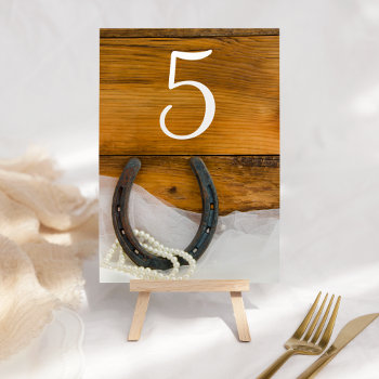 Horseshoe And Pearls Country Western Wedding Table Number by loraseverson at Zazzle