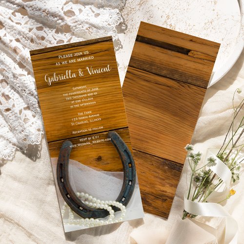 Horseshoe and Pearls Country Wedding Invite
