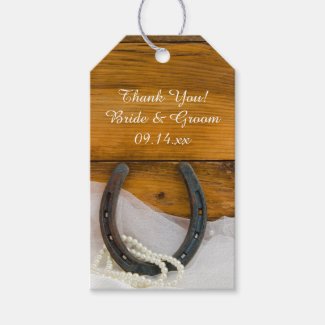 Horseshoe and Pearls Western Wedding Favor Tags