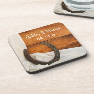 Horseshoe and Satin Country Barn Wedding Coaster