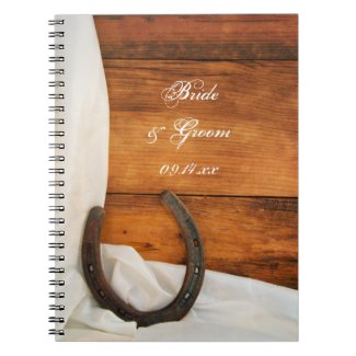 Horseshoe and Satin Country Barn Wedding Notebook