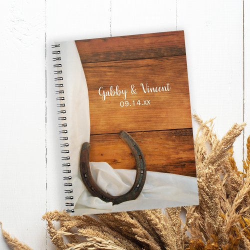 Horseshoe and Satin Country Barn Wedding Notebook