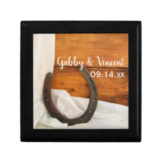 Horseshoe and Satin Country Western Barn Wedding Keepsake Box
