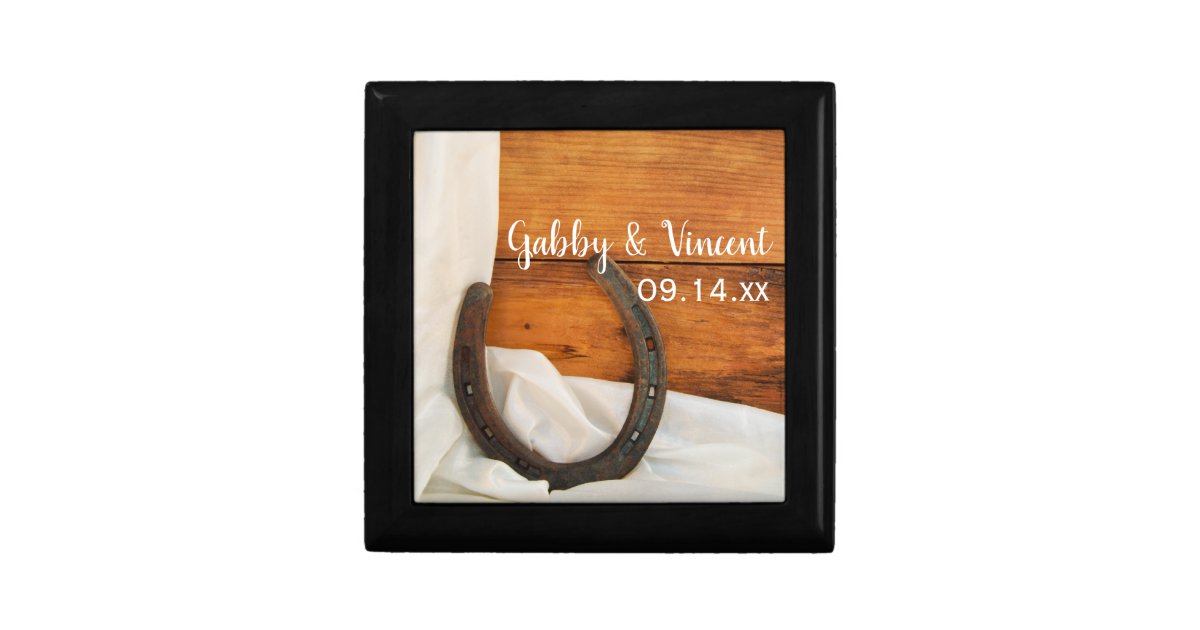 Horseshoe and Satin Country Western Barn Wedding Keepsake Box