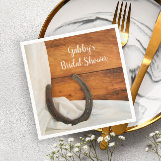 Horseshoe and Satin Country Western Bridal Shower Paper Napkins