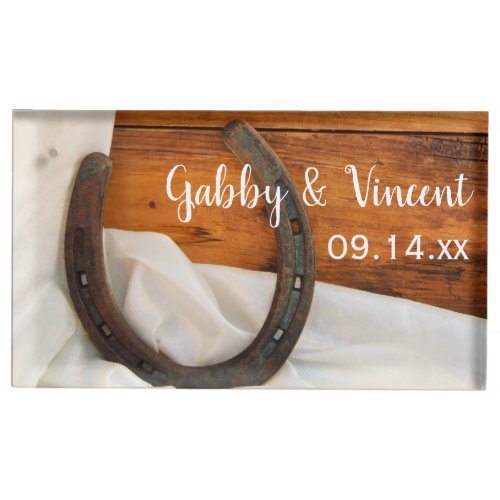 Horseshoe and Satin Country Western Wedding Place Card Holder