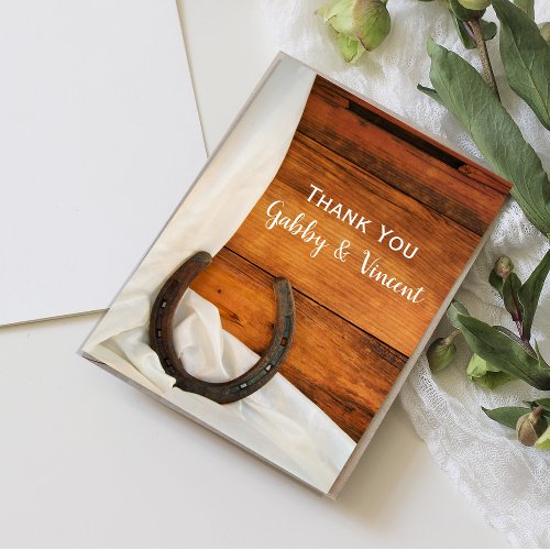 Horseshoe and Satin Western Wedding Thank You Note