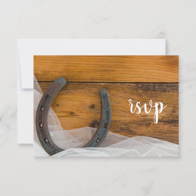Horseshoe and Veil Western Barn Wedding RSVP (Front)