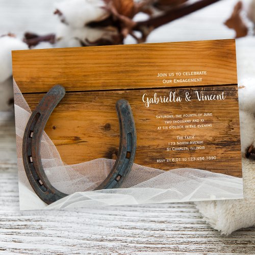 Horseshoe and Veil Western Engagement Party Invitation