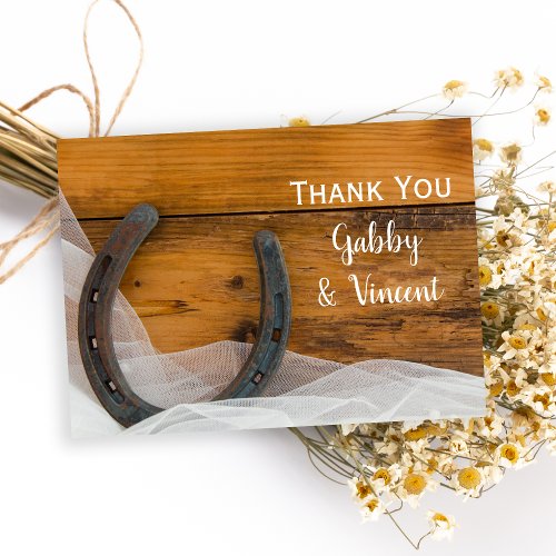 Horseshoe and Veil Western Wedding Thank You Note