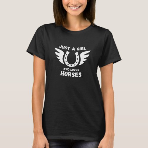 Horseshoe And Wings For Woman Who Riding Horses T_Shirt