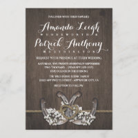 Horseshoe Baby's Breath Rustic Wedding Invitations