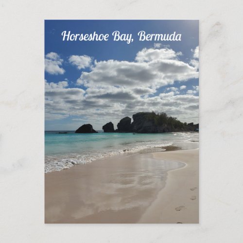 Horseshoe Bay Bermuda Beach Footprints Postcard