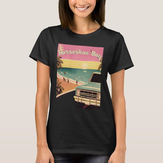 Horseshoe Bay Retro Beach Vacation Souvenir Surf T-Shirt (Front)