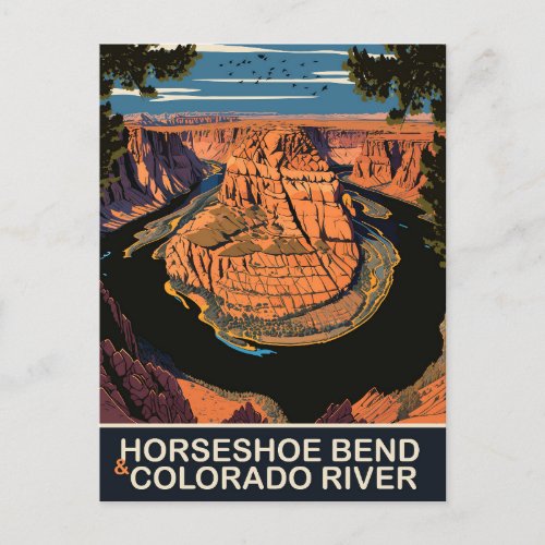 Horseshoe Bend and Colorado River Travel Postcard