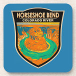 Horseshoe Bend Colorado River Vintage  Beverage Coaster<br><div class="desc">Horseshoe Bend Colorado River vector artwork design.</div>