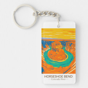 Horseshoe Bend Colorado River Vintage  Keychain