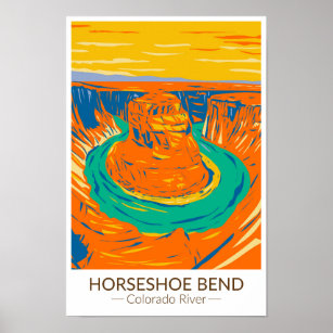 Horseshoe Bend Colorado River Vintage Poster