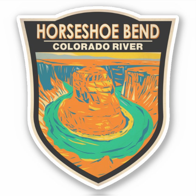 Horseshoe Bend Colorado River Vintage Sticker (Front)