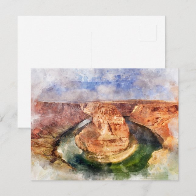Horseshoe Bend in Grand Canyon watercolor Postcard (Front/Back)