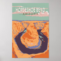 Horseshoe Bend Travel Art Vintage