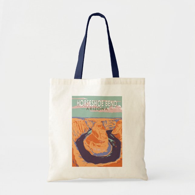 Horseshoe Bend Travel Art Vintage Tote Bag (Front)