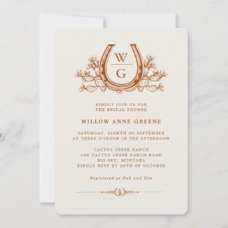Horseshoe Cactus Western Boho Bridal Shower Photo  Invitation