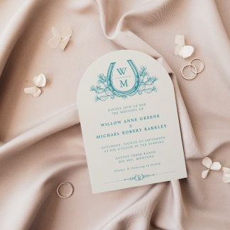 Horseshoe Cactus Western Country Arch Wedding Inv Invitation