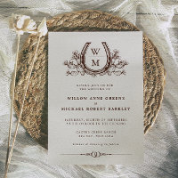 Horseshoe Cactus Western Country Boho Wedding Inv