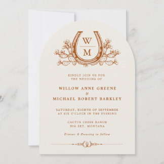Horseshoe Cactus Western Country Boho Wedding Invitation